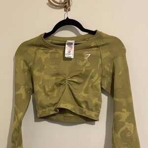 Gymshark Women's Olive Green Long Sleeve Crop Top